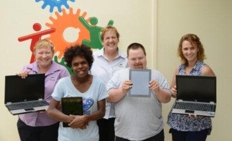 (From left) Biloela Community Resource Centre (CRC) Assistant Program Officer Donna Schluter, CRC Member Elizabeth Bond, CRC Senior Program Advisor Pam Semple, CRC Member Michael Horchner and Anglicare Support Worker Lori Simpkins.
