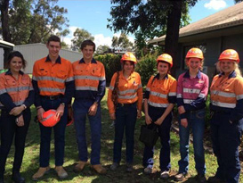 Breeanna Scott (Human Resources), Michael McLure (Engineering), Ben Hancox (Commercial), EmmaLutter (Diesel Fitter - Maintenance), Courtney Armstrong (Diesel Fitter - Maintenance), Cassidy Anne O'Halloran(Production) and Logan Hepner (Auto Electrician - Maintenance) on site at Callide last month.