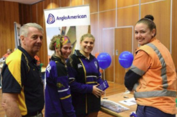 Careers Market Coordinator, Tom Hosking, Biloela State High School students Cassidy O’Halloran and Phoebe Van Itallie and Training Officer from Callide mine, Melissa Brand.